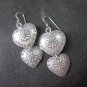 Fine Silver Earrings Sterling 925 Double Layers Hearts Women Fashions Dangles