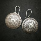 Fine 925 Silver Earrings Vintage Ancient Savage Mayan Theme Engrave 50x34 mm