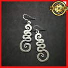 Fine 925 Silver Earrings Vintage Asian Magic symbol Twist Shining