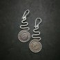 Fine 925 Silver Earrings Vintage Asian Magic Ohm symbol Spiral
