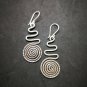 Fine 925 Silver Earrings Vintage Asian Magic Ohm symbol Spiral