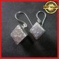 Fine Silver Earrings Sterling 925 Hammer Finished Cube Women Fashions Dangles
