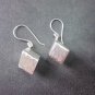 Fine Silver Earrings Sterling 925 Hammer Finished Cube Women Fashions Dangles