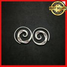 Fine 925 Silver Earrings Vintage Spiral round coil Funky Texture