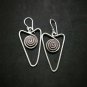 Fine 925 Silver Earrings Vintage Spiral Texture hanging Arrow Down
