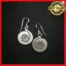 Fine 925 Silver Earrings Vintage Retro Spiral round Coil engraved