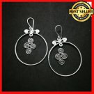 Fine 925 Silver Earrings Vintage Round Hoop Spiral Dangle Dreaming