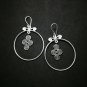Fine 925 Silver Earrings Vintage Round Hoop Spiral Dangle Dreaming