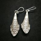 Fine 925 Silver Earrings Vintage Tribal Ancient Skin Savage Short Fish 55 mm