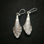 Fine 925 Silver Earrings Vintage Tribal Ancient Skin Savage Short Fish 55 mm