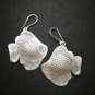 Fine 925 Silver Earrings Vintage smiling Fish Tribe Sea Ocean Theme 38x52 mm