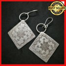 Fine 925 Silver Earrings Vintage Asian Tribal Karen Retro Arts Theme 60x36 mm