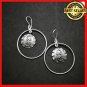 Fine 925 Silver Earrings Vintage Round Hoop Round Symbol hanging Tibetan