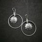 Fine 925 Silver Earrings Vintage Round Hoop Round Symbol hanging Tibetan