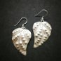 Fine 925 Silver Earrings Vintage Tribal Leaf multiple Dots Texture 45x27 mm
