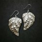 Fine 925 Silver Earrings Vintage Tribal Leaf multiple Dots Texture 45x27 mm