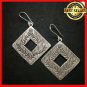 Fine 925 Silver Earrings Vintage Country Arts Retro Picture Texture 60x40 mm