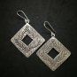 Fine 925 Silver Earrings Vintage Country Arts Retro Picture Texture 60x40 mm