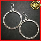 Fine 925 Silver Earrings Vintage Tribal Theme Hoop Round Tibet Styles 52x65 mm