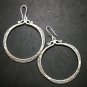Fine 925 Silver Earrings Vintage Tribal Theme Hoop Round Tibet Styles 52x65 mm