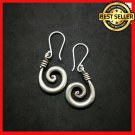 Fine 925 Silver Earrings Vintage Retro Spiral Hook Swirl Rolling Anchor
