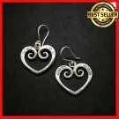 Fine 925 Silver Earrings Vintage Retro Spiral Heart Shape Cupid Eros Arrow