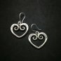Fine 925 Silver Earrings Vintage Retro Spiral Heart Shape Cupid Eros Arrow