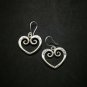 Fine 925 Silver Earrings Vintage Retro Spiral Heart Shape Cupid Eros Arrow