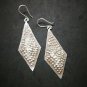 Fine 925 Silver Earrings Vintage Dark Retro Multiple Dot Rough Texture 25x70 mm