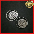 Fine 925 Silver Earrings Vintage Spiral Round Forward Texture Snake Skin