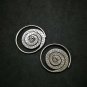Fine 925 Silver Earrings Vintage Spiral Round Forward Texture Snake Skin