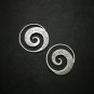Fine 925 Silver Earrings Asian Vintage Funny PUNK Texture Spiral Round Coil