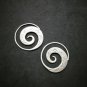 Fine 925 Silver Earrings Asian Vintage Funny PUNK Texture Spiral Round Coil
