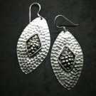 Fine 925 Silver Earrings Retro Fashion Funky Hammer Skin Texture PUNK 60 mm
