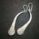 Fine 925 Silver Earrings Fashions Asian Arts Texture Long Twist Tube 72 mm
