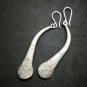 Fine 925 Silver Earrings Fashions Asian Arts Texture Long Twist Tube 72 mm