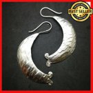 Fine 925 Silver Earrings Vintage Tribal Curve Hammer Skin Texture 68 mm