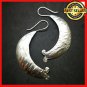 Fine 925 Silver Earrings Vintage Tribal Curve Hammer Skin Texture 68 mm