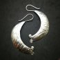 Fine 925 Silver Earrings Vintage Tribal Curve Hammer Skin Texture 68 mm