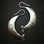 Fine 925 Silver Earrings Vintage Tribal Curve Hammer Skin Texture 68 mm