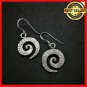 Fine 925 Silver Earrings Vintage Spiral hammer texture Round Dark