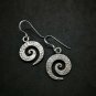 Fine 925 Silver Earrings Vintage Spiral hammer texture Round Dark
