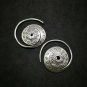 Fine 925 Silver Earrings Vintage Spiral Coil Flower dot engraved