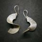 Fine 925 Silver Earrings Vintage Spiral Scratch Texture Twist Ribbon 50 mm