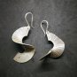 Fine 925 Silver Earrings Vintage Spiral Scratch Texture Twist Ribbon 50 mm