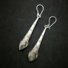 Fine 925 Silver Earrings Vintage Asian Tribal Long Stick Mark Engrave 65 mm