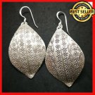 Fine 925 Silver Earrings Vintage Tribal Asian Arts Texture Bali Styles 55x28 mm