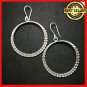 Fine 925 Silver Earrings Vintage Tribal Theme Thin Round hoop Twist 60x43 mm