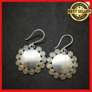 Fine 925 Silver Earrings Vintage Tribal Spiral Sunny Plain Round Center 40x25 mm
