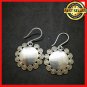 Fine 925 Silver Earrings Vintage Tribal Spiral Sunny Plain Round Center 40x25 mm